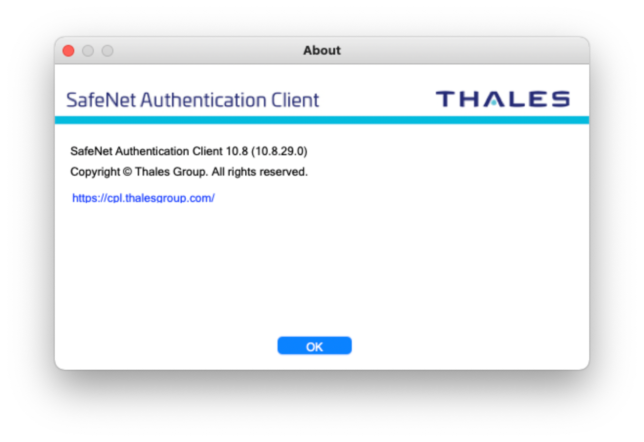 SafeNet Authentication Client 10.8 for MAC